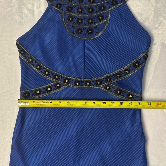 Free People blue stretchy small dress. Black & silver detail. EUC. - Picture 8 of 10